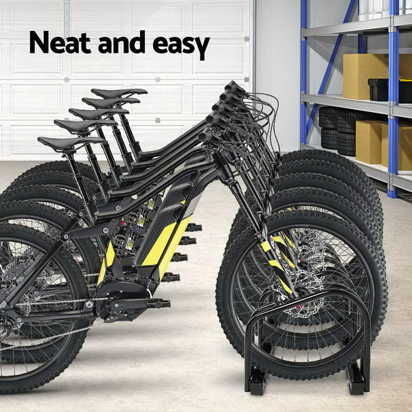 Weisshorn 5 Bike Stand Rack Black Steel Floor Parking Holder Bicycle Stands & Storage