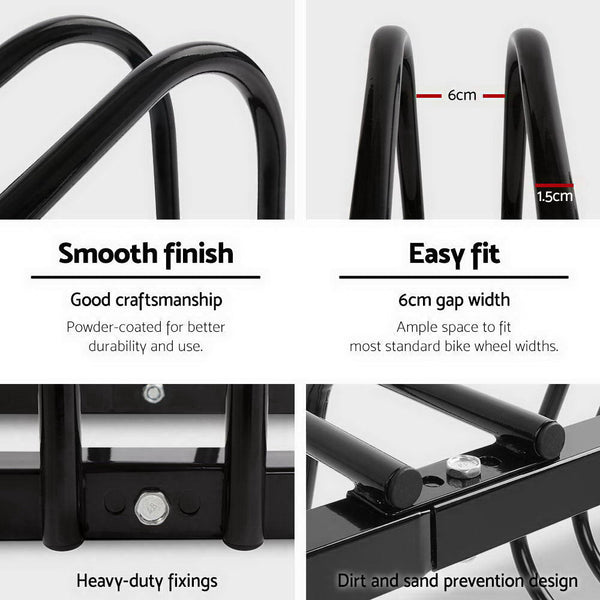 Weisshorn 5 Bike Stand Rack Black Steel Floor Parking Holder Bicycle Stands & Storage