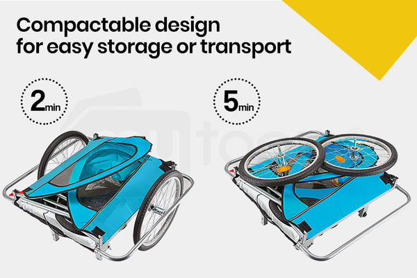 Tag Along Kids Bike Trailer Child Bicycle Pram Stroller Children Jogger Blue Trailers