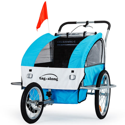 Tag Along Kids Bike Trailer Child Bicycle Pram Stroller Children Jogger Blue Trailers