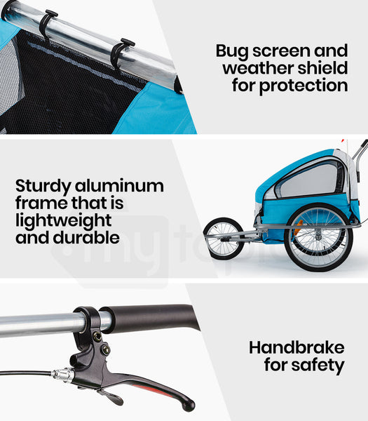 Tag Along Kids Bike Trailer Child Bicycle Pram Stroller Children Jogger Blue Trailers