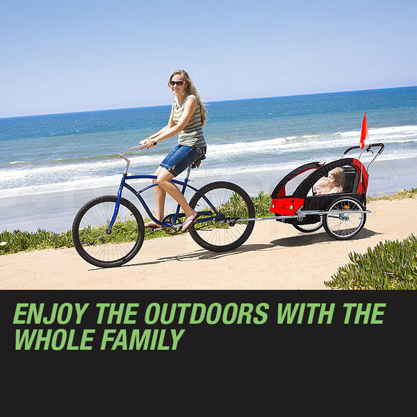 Tag Along Kids Bike Trailer Child Bicycle Pram Stroller Children Wheel Jogger Red Trailers