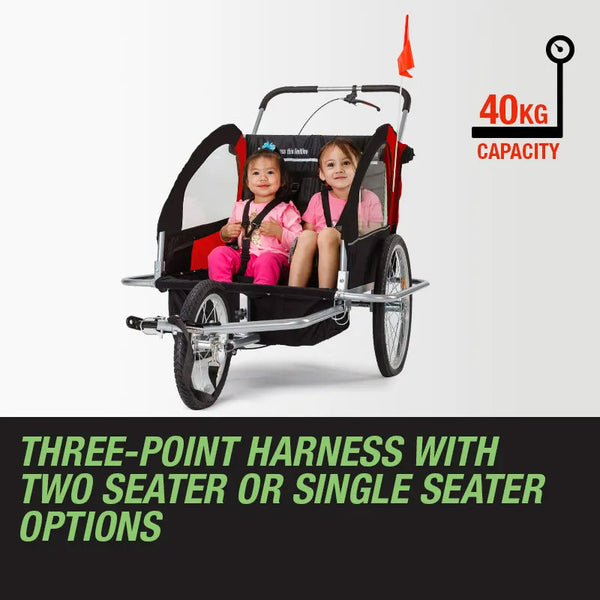 Tag Along Kids Bike Trailer Child Bicycle Pram Stroller Children Wheel Jogger Red Trailers