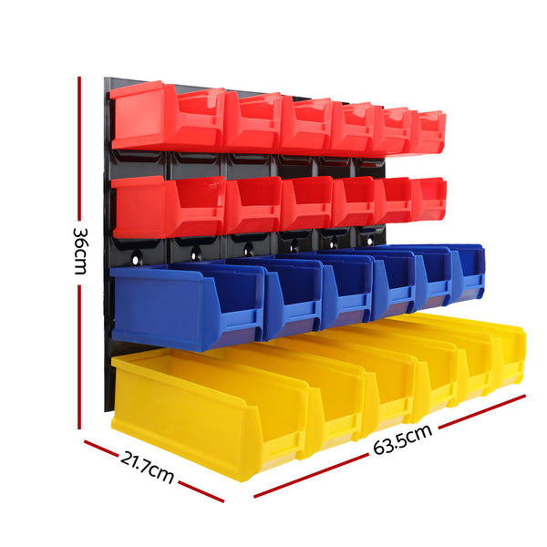Giantz 48 Storage Bin Rack Wall Mounted Peg Board Storage Bins & Baskets