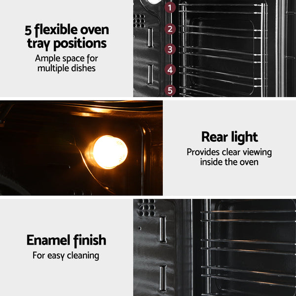 Devanti Electric Built In Wall Oven 80L Convection Grill Stainless Steel Ovens