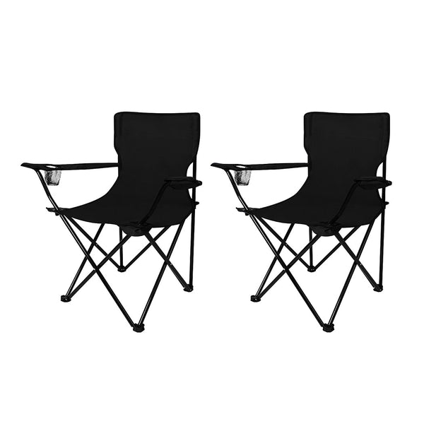 Levede 2Pcs Folding Arm Black Camping Chairs