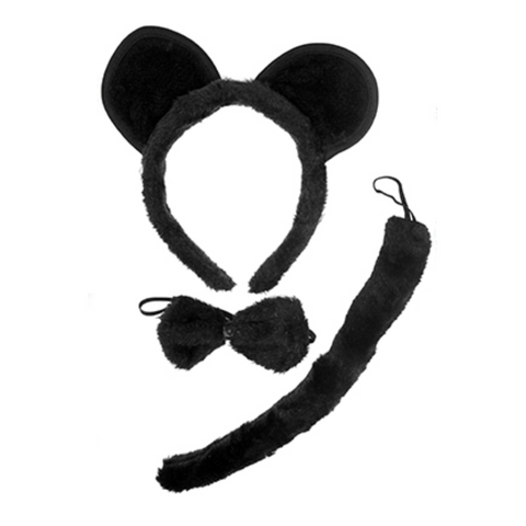 Br Costumes Black Mouse / Bear Headband W Bow Ears Tail Animal Halloween Party Unisex Costumes