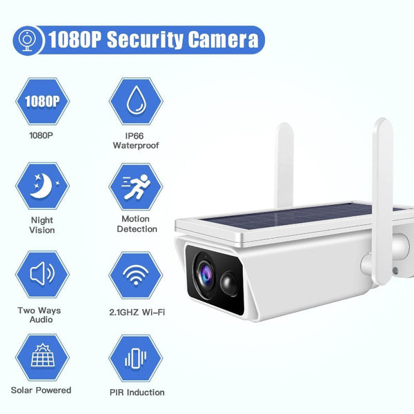 Solar Powered Wireless Security Camera With Motion Detection And Night Vision Security Cameras