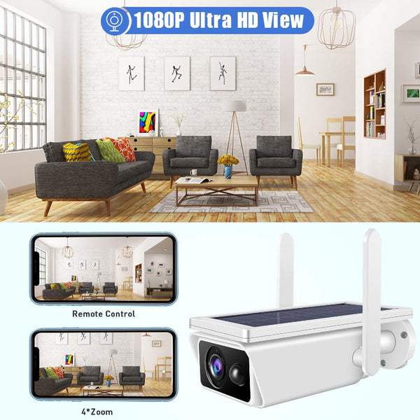 Solar Powered Wireless Security Camera With Motion Detection And Night Vision Security Cameras