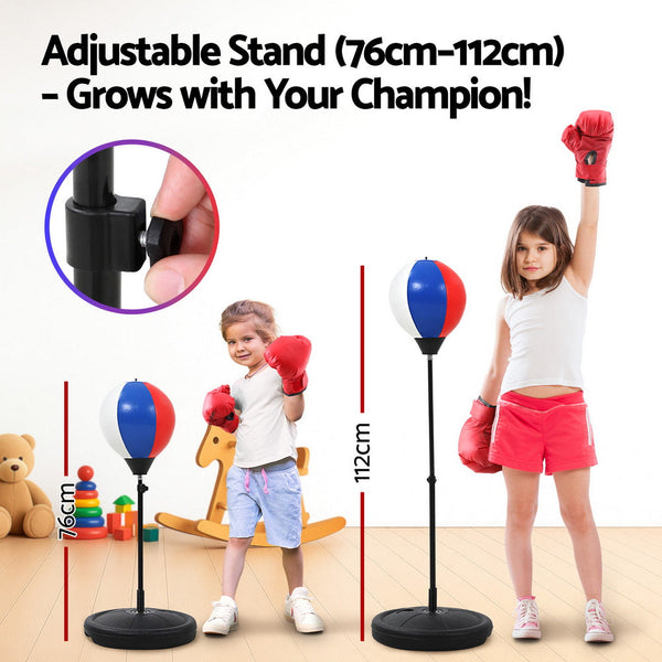Everfit Kids Punching Bag Stand Set Adjustable 76 112Cm With Gloves & Pump Punching Bags