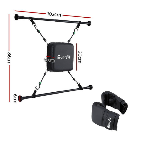 Everfit Doorway Punching Bag Adjustable Apartment Friendly With Boxing Gloves Black Punching Bags