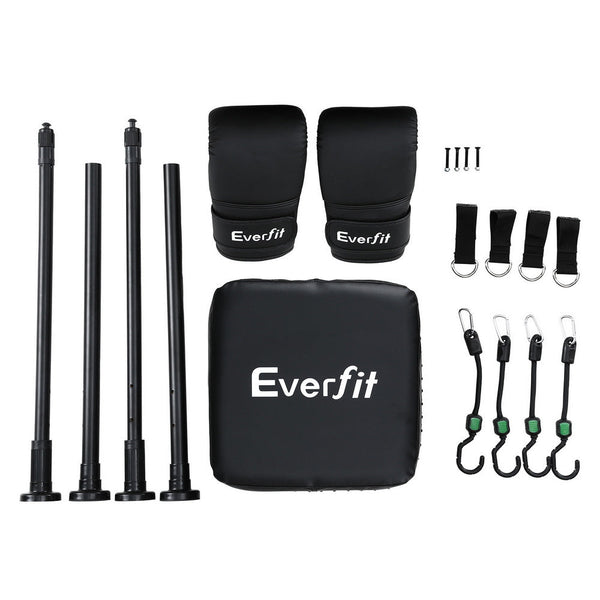 Everfit Doorway Punching Bag Adjustable Apartment Friendly With Boxing Gloves Black Punching Bags