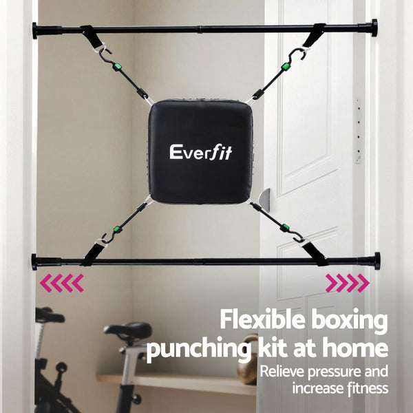 Everfit Doorway Punching Bag Adjustable Apartment Friendly With Boxing Gloves Black Punching Bags