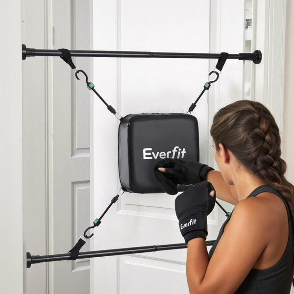 Everfit Doorway Punching Bag Adjustable Apartment Friendly With Boxing Gloves Black Punching Bags