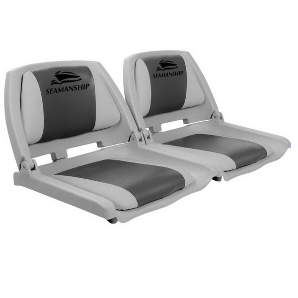 Seamanship 2X Folding Marine Swivel Low Back 4Cm Padding Grey Boat Seats