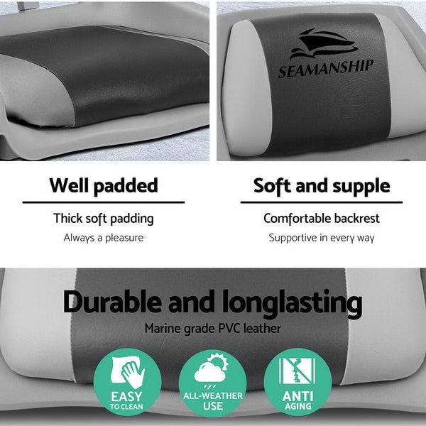 Seamanship 2X Folding Marine Swivel Low Back 4Cm Padding Grey Boat Seats