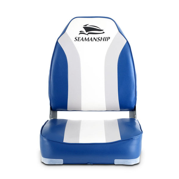 Seamanship 2X Folding Marine Swivel High Back 12Cm Padding Blue Boat Seats