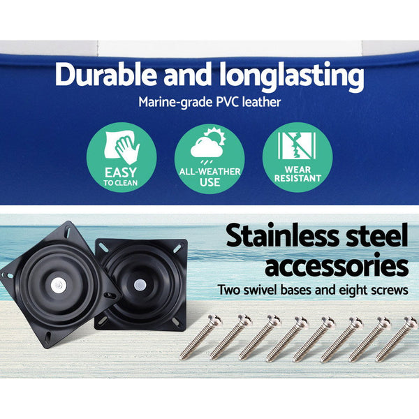 Seamanship 2X Folding Marine Swivel High Back 12Cm Padding Blue Boat Seats