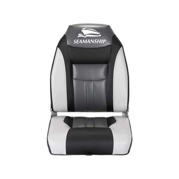Seamanship 2X Folding Marine Seat Swivel High Back 12Cm Padding Black Boat Seats