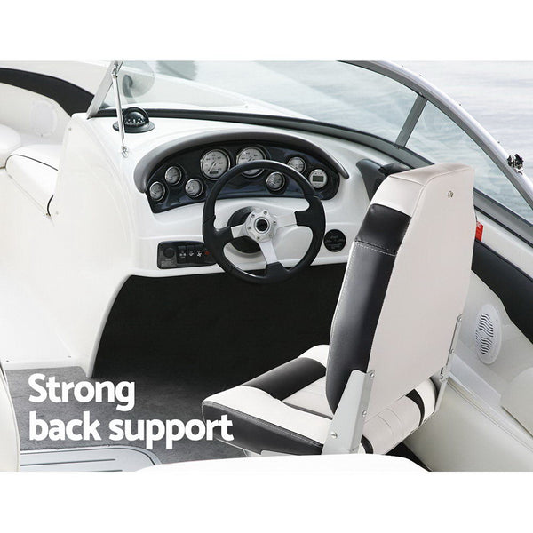 Seamanship 2X Folding Marine Swivel High Back 12Cm Padding Grey Boat Seats