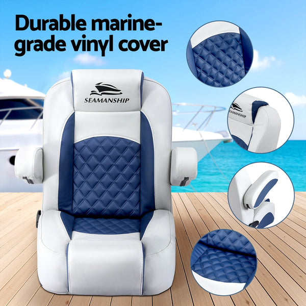 Seamanship Reclining Captain Boat Seat 90 155 Recline 19Cm Thick Cushion Boat Seats
