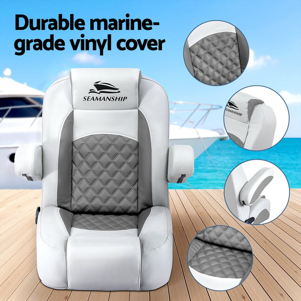 Seamanship Reclining Captain Boat Seat 90 155 Recline 19Cm Thick Cushion Boat Seats