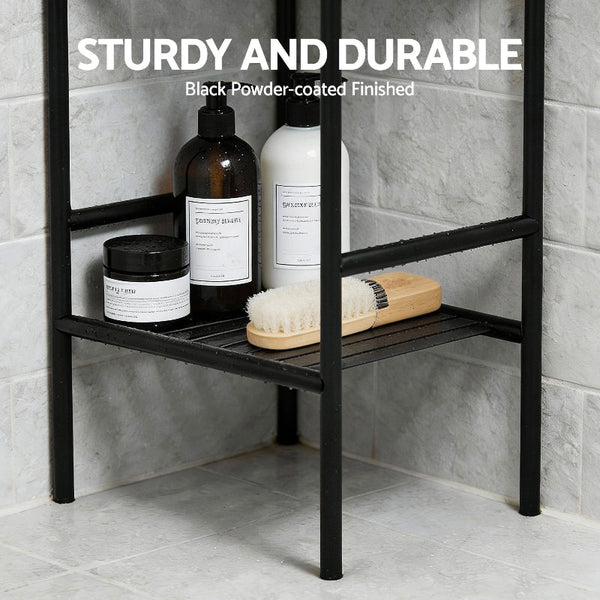 Artiss 5 Tier Floor Standing Corner Shower Caddy Black (Set Of 2) Bath Caddies & Trays