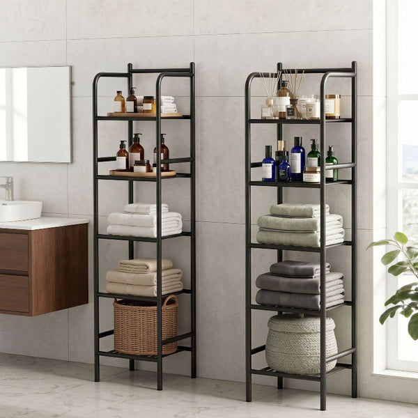 Artiss 5 Tier Floor Standing Corner Shower Caddy Black (Set Of 2) Bath Caddies & Trays