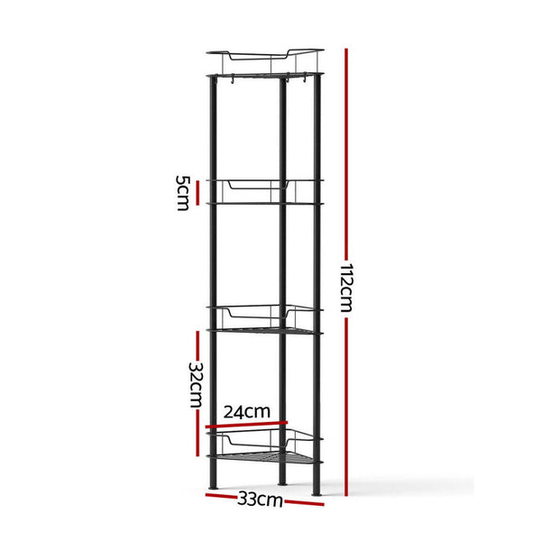 Artiss 2X Floor Standing Shower Caddy 4 Tier Rustproof Bathroom Storage Black Bath Caddies & Trays