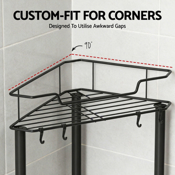Artiss 2X Floor Standing Shower Caddy 4 Tier Rustproof Bathroom Storage Black Bath Caddies & Trays