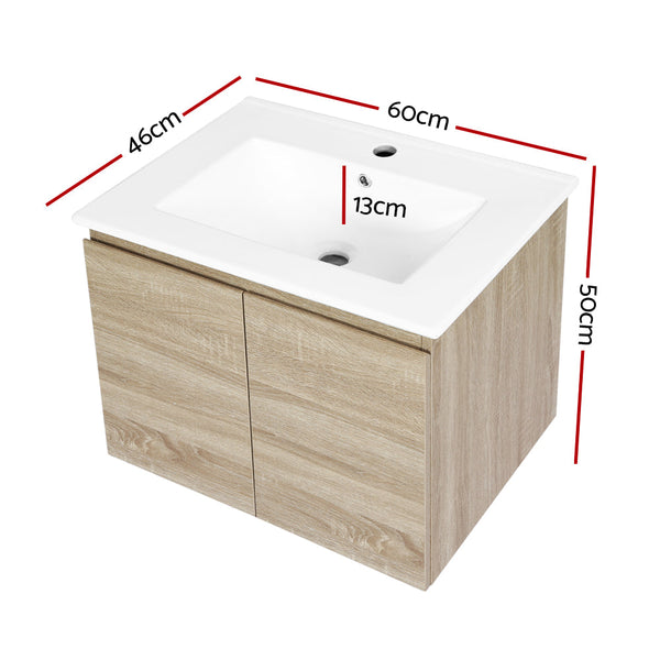 Cefito Vanity Unit 600Mm With Basin Oak Bathroom Sinks
