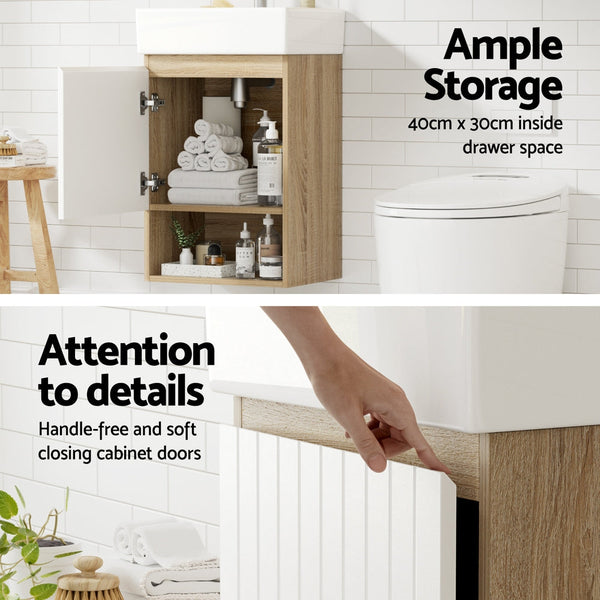 Cefito Vanity Unit 445Mm Basin Bathroom Cabinet Storage Wall Hung Sink White Bathroom Sinks
