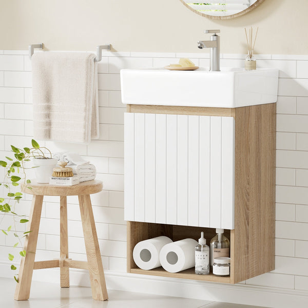 Cefito Vanity Unit 445Mm Basin Bathroom Cabinet Storage Wall Hung Sink White Bathroom Sinks