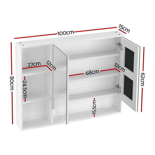 Cefito Bathroom Mirror Cabinet 100Cm Vanity Medicine Wall Mounted Storage White Mirrors