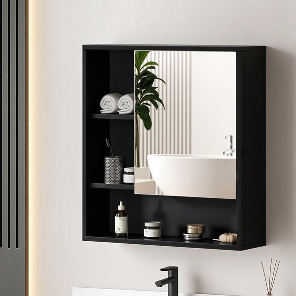 Cefito Bathroom Mirror Cabinet Mirrored Medicine Adjustable Shelf Wall Mounted 560Mm Black Mirrors