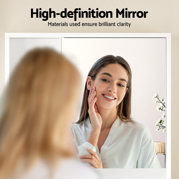 Cefito Bathroom Mirror Cabinet Mirrored Medicine Adjustable Shelf Wall Mounted 560Mm White Mirrors