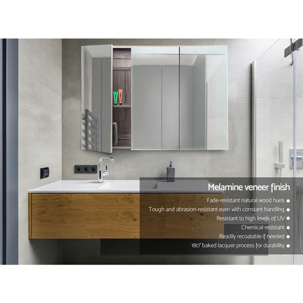 Cefito Bathroom Mirror Cabinet 900X720mm Oak Mirrors
