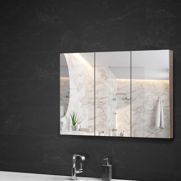 Cefito Bathroom Mirror Cabinet 900X720mm Oak Mirrors