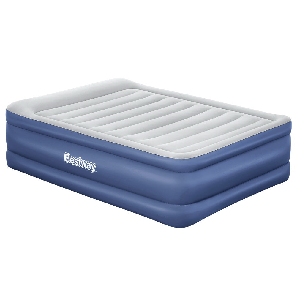 Bestway Air Mattress Queen Inflatable Bed 61Cm Airbed Blue Inflatable Mattresses & Airbeds