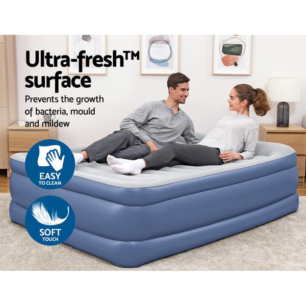 Bestway Air Mattress Queen Inflatable Bed 61Cm Airbed Blue Inflatable Mattresses & Airbeds