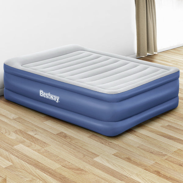 Bestway Air Mattress Queen Inflatable Bed 61Cm Airbed Blue Inflatable Mattresses & Airbeds