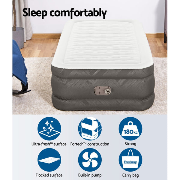 Bestway Air Mattress Single Inflatable Bed 46Cm Airbed Grey Inflatable Mattresses & Airbeds