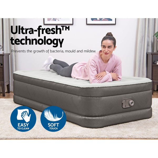 Bestway Air Mattress Single Inflatable Bed 46Cm Airbed Grey Inflatable Mattresses & Airbeds
