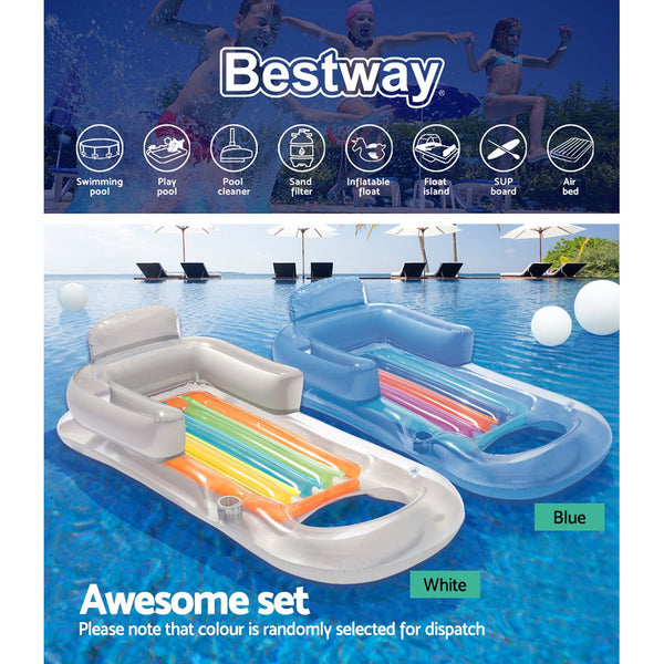 Bestway Pool Float Inflatable Lounge Seat Pillow Bed Cup Holder Inflatable & Kid Pools