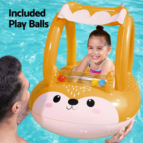 Bestway Kids Inflatable Fox Swim Float Floating Seat Canopy Pool Toys 94X66cm Floats & Rafts