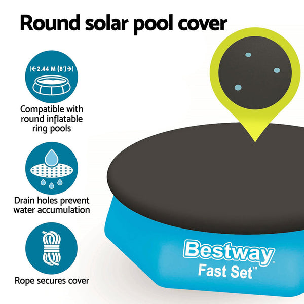 Bestway Pool Cover Fits 2.44M Above Ground Swimming Pvc Blanket Pool Covers