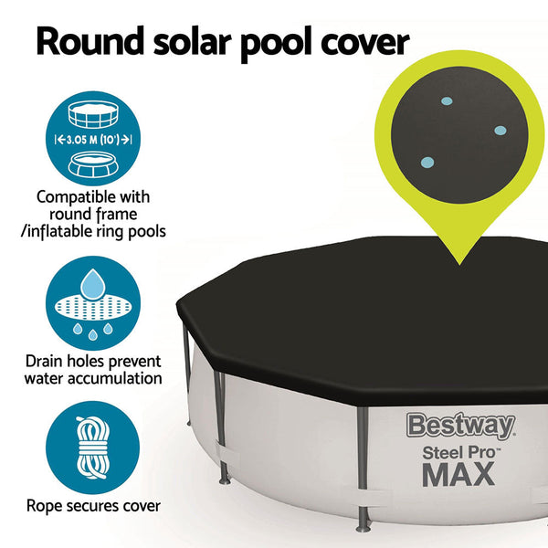 Bestway Pool Cover Fits 3.05M Round Above Ground Swimming Pvc Blanket Pool Covers