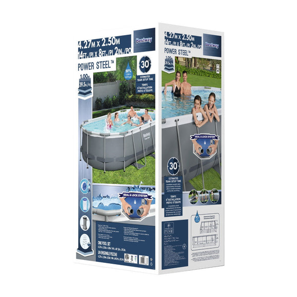 Bestway Swimming Pool 427X250x100cm Steel Frame Filter Pump Ladder 7250L Above Ground Pools