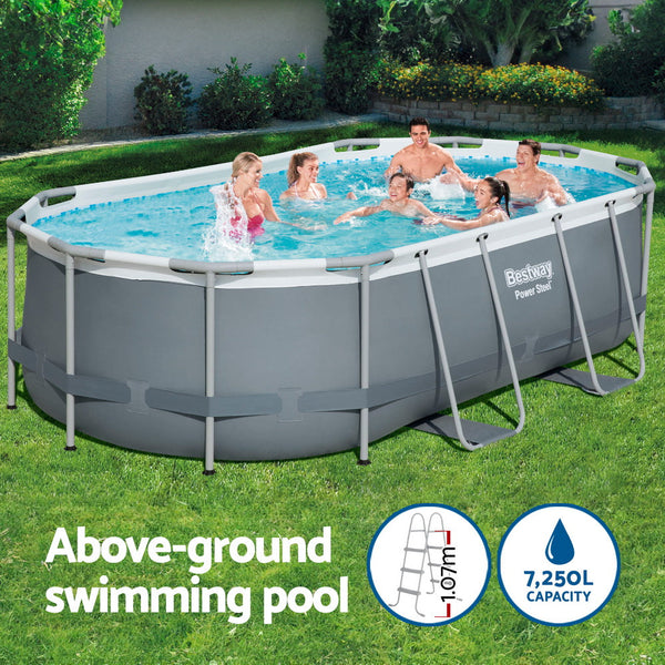 Bestway Swimming Pool 427X250x100cm Steel Frame Filter Pump Ladder 7250L Above Ground Pools