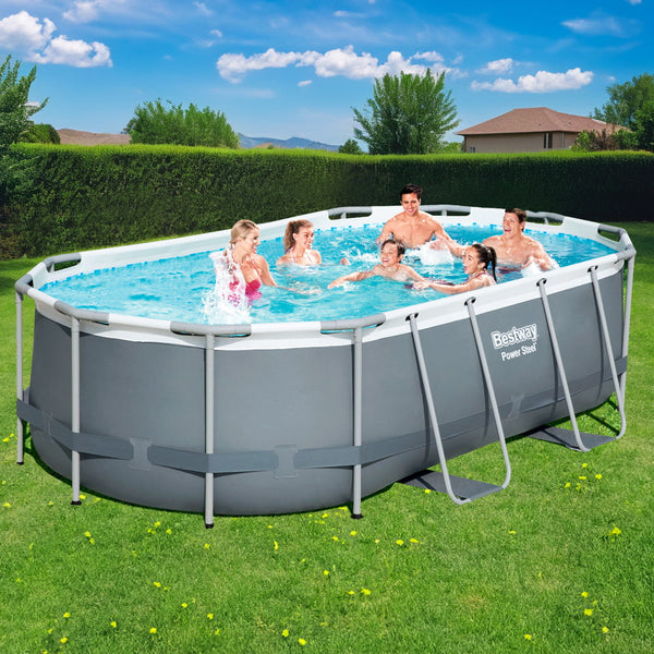 Bestway Swimming Pool 427X250x100cm Steel Frame Filter Pump Ladder 7250L Above Ground Pools